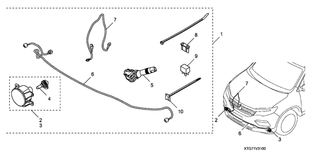 2018 Honda Pilot Harness, Foglight Diagram for 08V31-TG7-10030