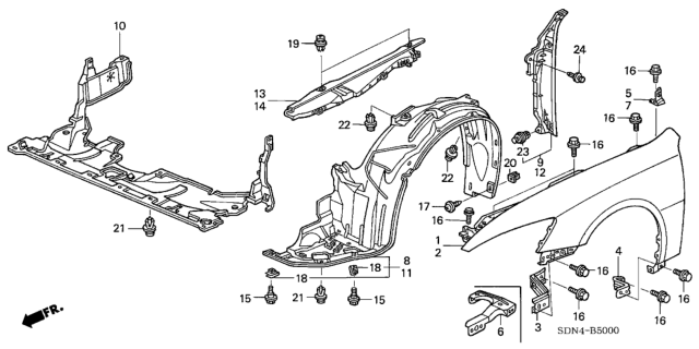 2005 Honda Accord Front Fenders Diagram