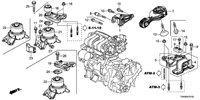 2017 Honda Fit Bolt,Mass Flange Diagram for 90160-T5R-003