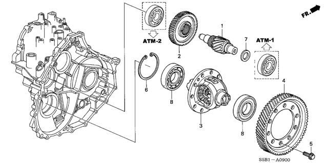 2003 Honda Civic Differential Assembly Diagram for 41100-PWR-010