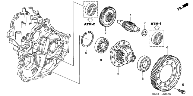 2003 Honda Civic 4 Door MX (HYBRID) KL CVT AT Differential Diagram