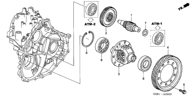 2005 Honda Civic AT Differential Diagram