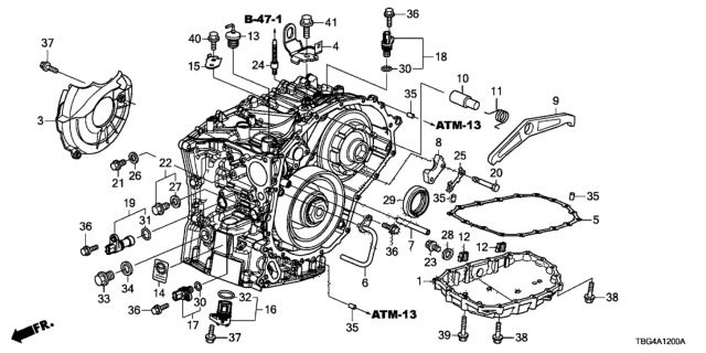 2017 Honda Civic AT Transmission Case Components Diagram