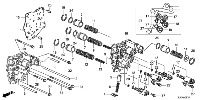 2010 Honda Ridgeline AT Accumulator Body Diagram