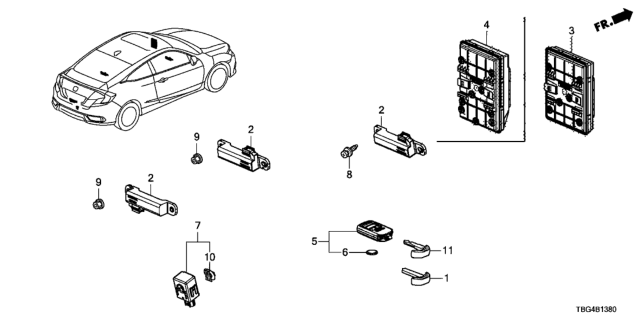 2019 Honda Civic MODULE UNIT, BODY CONTROL (REWRITABLE) Diagram for 38809-TBF-A31