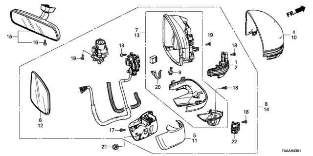 2020 Honda Fit Mirror Sub-Assembly, Driver Side Diagram for 76253-T5R-A01