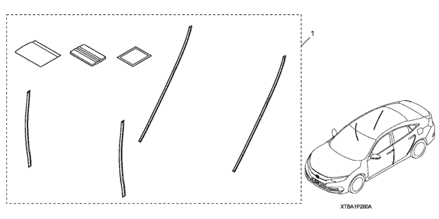 2020 Honda Civic 4 Door LX (HCM ENGINE) KA CVT Door Edge Film Diagram