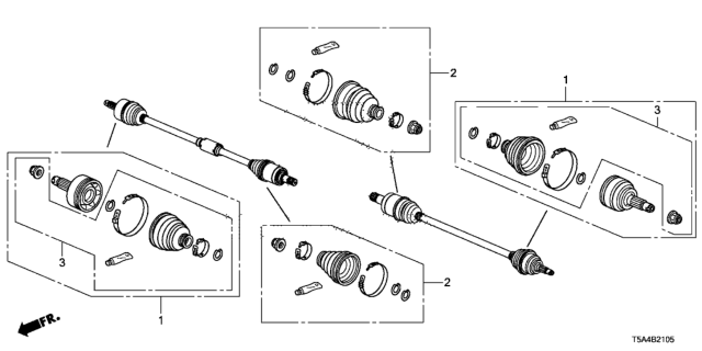 2015 Honda Fit Front Driveshaft Set Short Parts Diagram