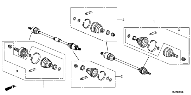 2017 Honda Fit Boot Set, Inboard Diagram for 44017-T5B-010