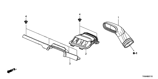 2020 Honda Clarity Plug-In Hybrid Duct Assembly, Air Inlet Diagram for 17252-5WJ-A01