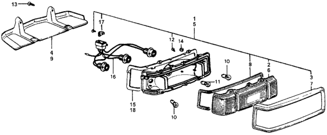 1977 Honda Accord Gasket, L. Taillight Base Diagram for 33554-671-003