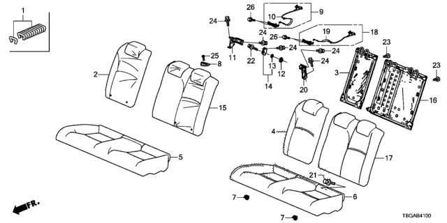 2020 Honda Civic Pad Comp RR., Cush Diagram for 82137-TBG-A21