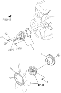 1994 Honda Passport 4 Door DX (4X2 4 CYLINDER) KA 5MT Water Pump (DX) Diagram