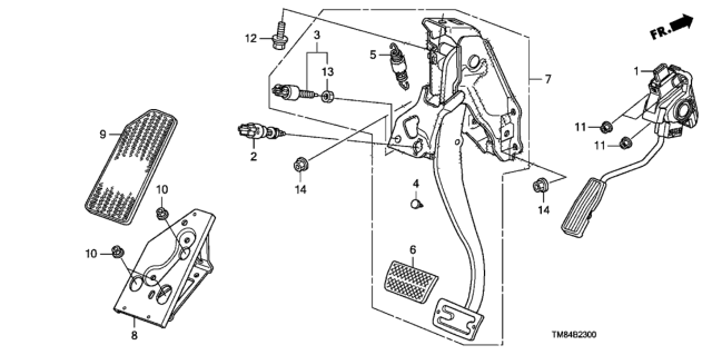 2013 Honda Insight Cover, Pedal Diagram for 46545-S1F-981