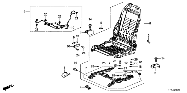 2021 Honda CR-V Hybrid Front Seat Components (Passenger Side) (Power Seat) Diagram
