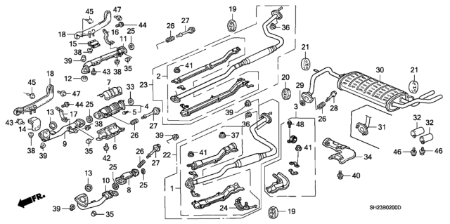 1990 Honda CRX Muffler, Exhuast Diagram for 18307-SH3-A06