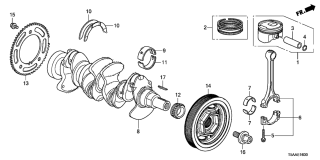 2019 Honda Fit Bearing B, Main (Lower) (Black) (Daido) Diagram for 13342-5R0-003