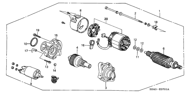 1990 Honda Civic Starter Motor (Mitsuba) Diagram