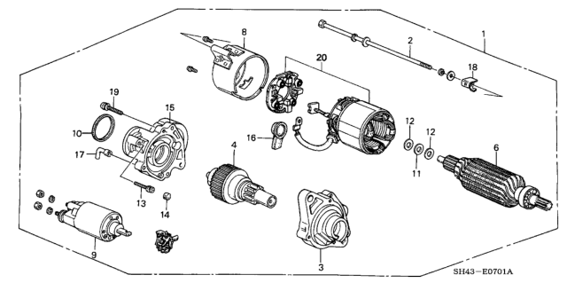 1989 Honda Civic Starter Motor (Mitsuba) Diagram