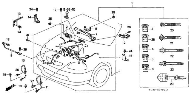2000 Honda Civic Wire Harness, Engine Diagram for 32110-P2F-A10
