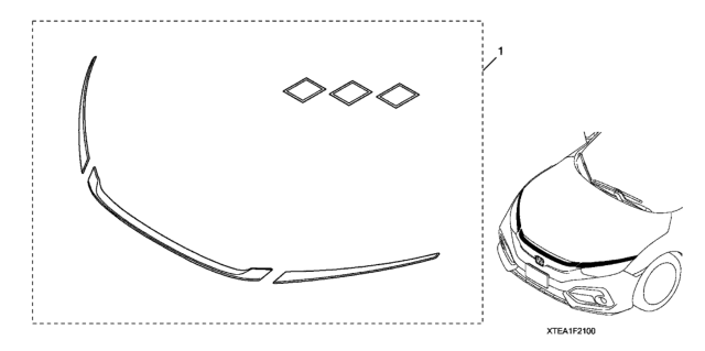 2020 Honda Civic Front Grille Garnish Diagram