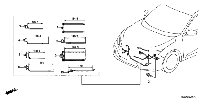 2019 Honda Civic WIRE HARNESS, FR. END Diagram for 32130-TGG-A11