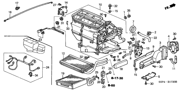 2001 Honda Civic Heater Sub-Assy. Diagram for 79106-S5P-A52