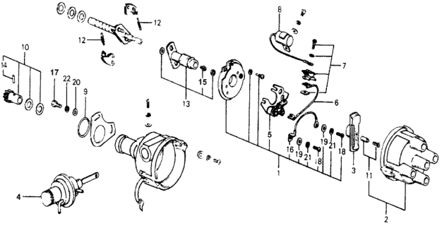 1978 Honda Accord HMT Distributor Components Diagram