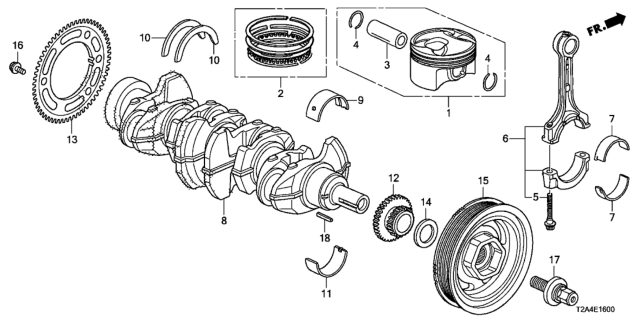 2014 Honda Accord Pulley, Complete Crank Diagram for 13810-5A2-A01