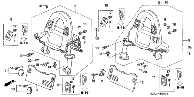 2006 Honda S2000 Garnish, L. Roll Bar (Upper) *NH167L* (GRAPHITE BLACK) Diagram for 84565-S2A-A51ZA