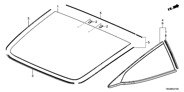 2016 Honda Civic Glass Set, RR. Diagram for 73211-TBG-A02