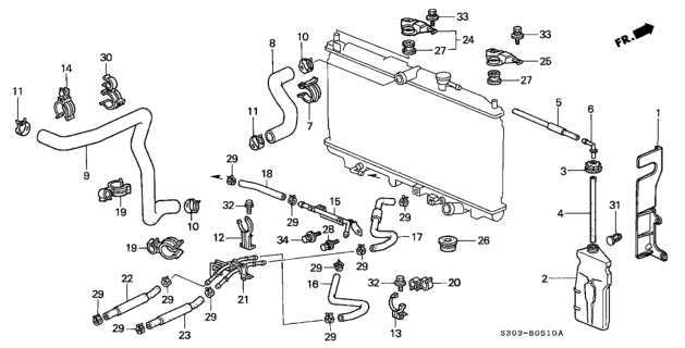 1999 Honda Prelude Cushion, Radiator Mounting (Lower) Diagram for 74172-SS0-000