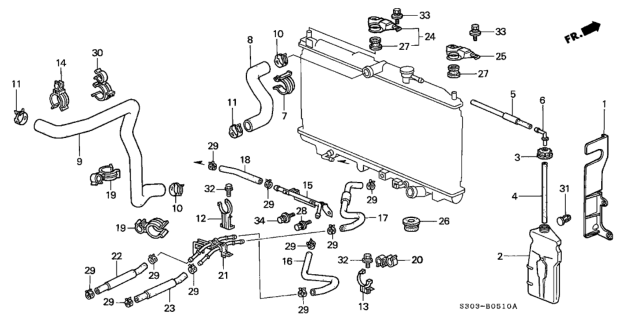 1999 Honda Prelude HOSE (400MM) (ATF) Diagram for 25213-P5P-007