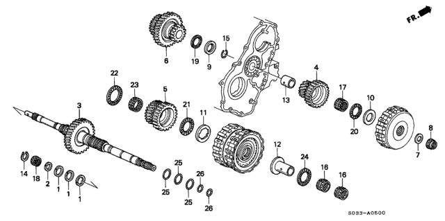 1999 Honda Civic AT Mainshaft Diagram