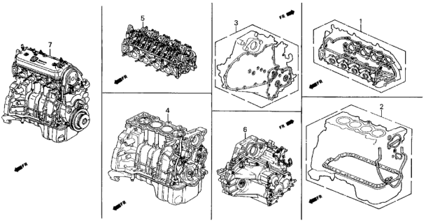 1991 Honda Accord Gasket Kit - Engine Assy.  - Transmission Assy. Diagram