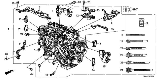 2017 Honda CR-V Holder, L. Engine Harness Sideframe Diagram for 32131-5PA-A70