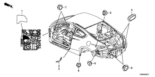 2017 Honda Accord Grommet (Rear) Diagram