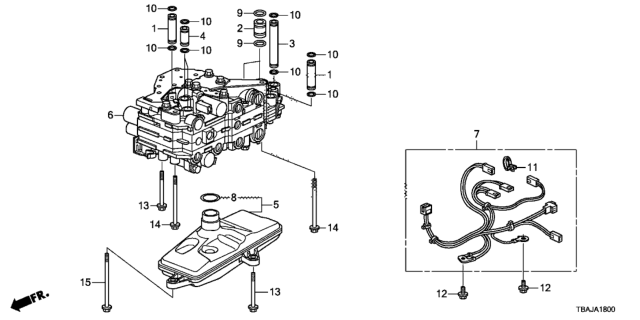 2018 Honda Civic AT Valve Body Diagram