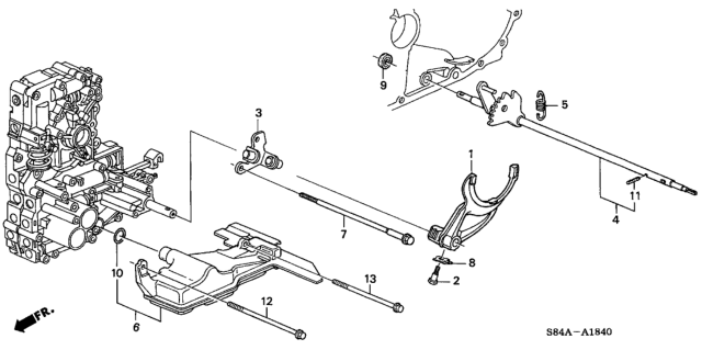 2002 Honda Accord 4 Door LX (V6) KA 4AT AT Shift Fork (V6) Diagram