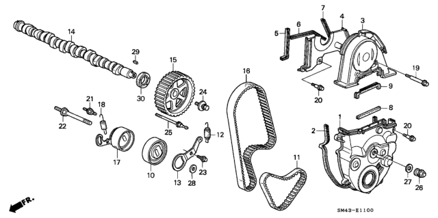 1990 Honda Accord Camshaft Diagram for 14111-PT3-A00