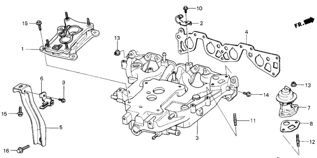 1985 Honda Civic Insulator, Carburetor Diagram for 16211-PE1-661