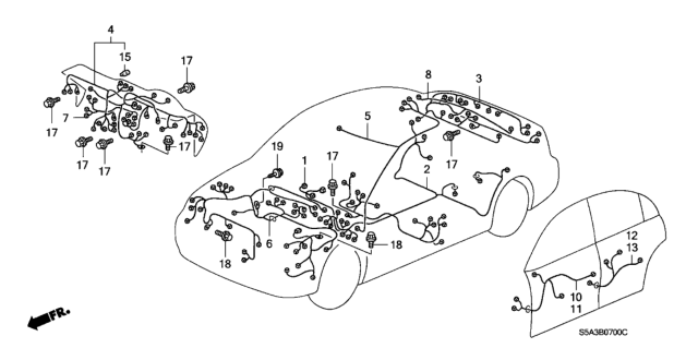 2001 Honda Civic Wire Harness, Instrument Diagram for 32117-S5A-A10