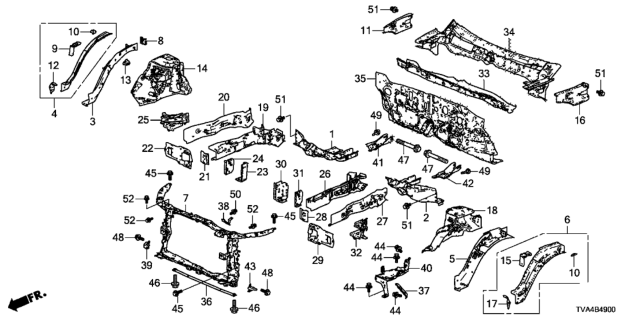 2021 Honda Accord Support Set, R. FR. Side Framegusset Diagram for 60842-TVA-305ZZ