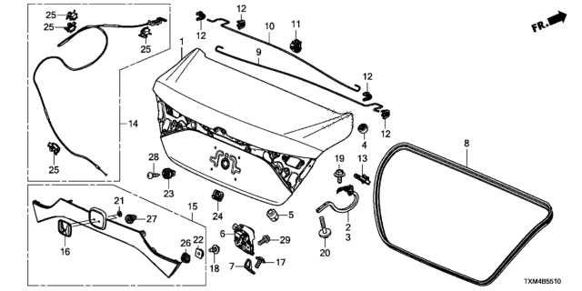 2020 Honda Insight 4 Door EX KA CVT Trunk Lid Diagram