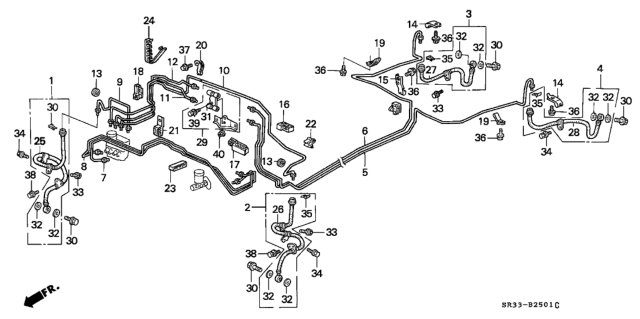 1994 Honda Civic 3 Door SI (ABS) KA 5MT Brake Lines Diagram