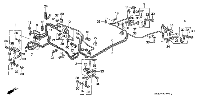 1995 Honda Civic Pipe D, Brake Diagram for 46340-SR3-020