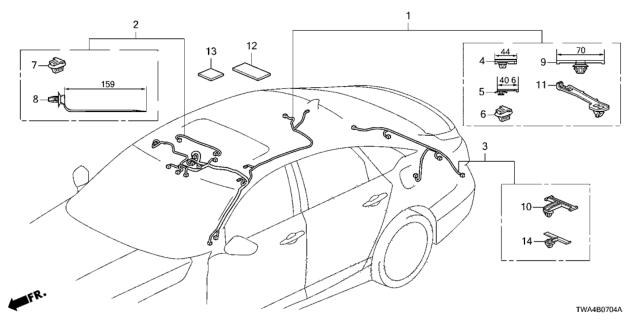 2020 Honda Accord Hybrid Wire, Interior & Sunroof Diagram for 32156-TVC-A20