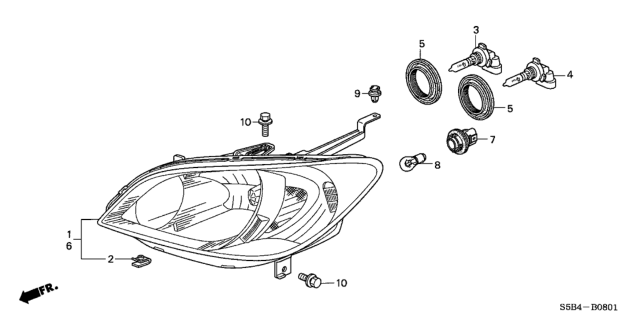 2004 Honda Civic Headlight Diagram