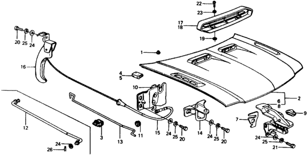 1975 Honda Civic Rubber, RR. Emblem Setting Diagram for 87411-538-910