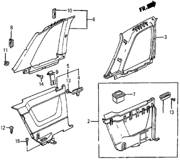 1985 Honda Prelude Lining, L. Quarter *B39L* (LIMPID BLUE) Diagram for 73837-SB0-000ZE